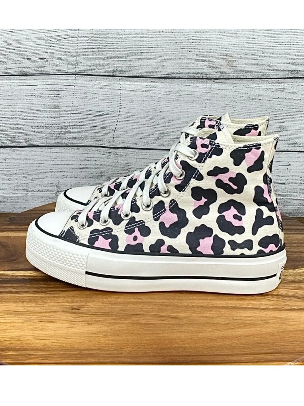 Converse Chuck Taylor All Star Lift High Pink Leopard Shoes 568002C Women’s 7.5